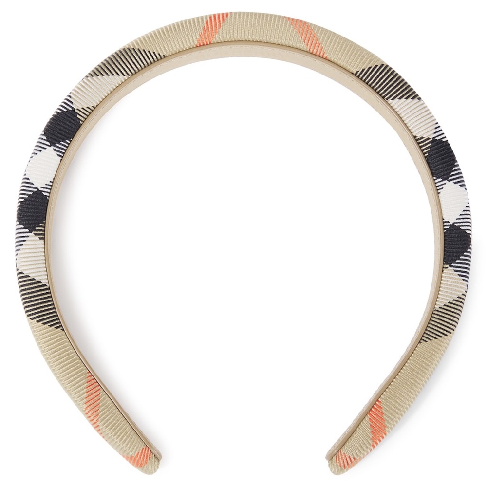 Burberry Girls Beige and Black Checkered Headband